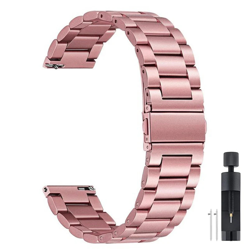 18mm 20mm 22mm Stainless Steel Strap For Garmin Venu 4 3 2 2S 3S/Forerunner 55 158 245 255 645 745 965 970/Vivoactive 4 5 6 Band